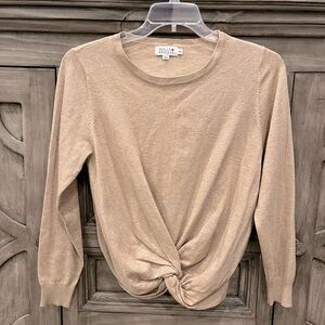 NWOT Women’s MOLLY BRACKEN Gold Shimmer Knotted Sweater Top (Medium/Large)